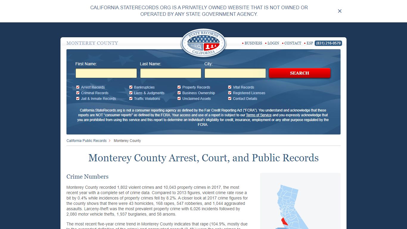 Monterey County Arrest, Court, and Public Records